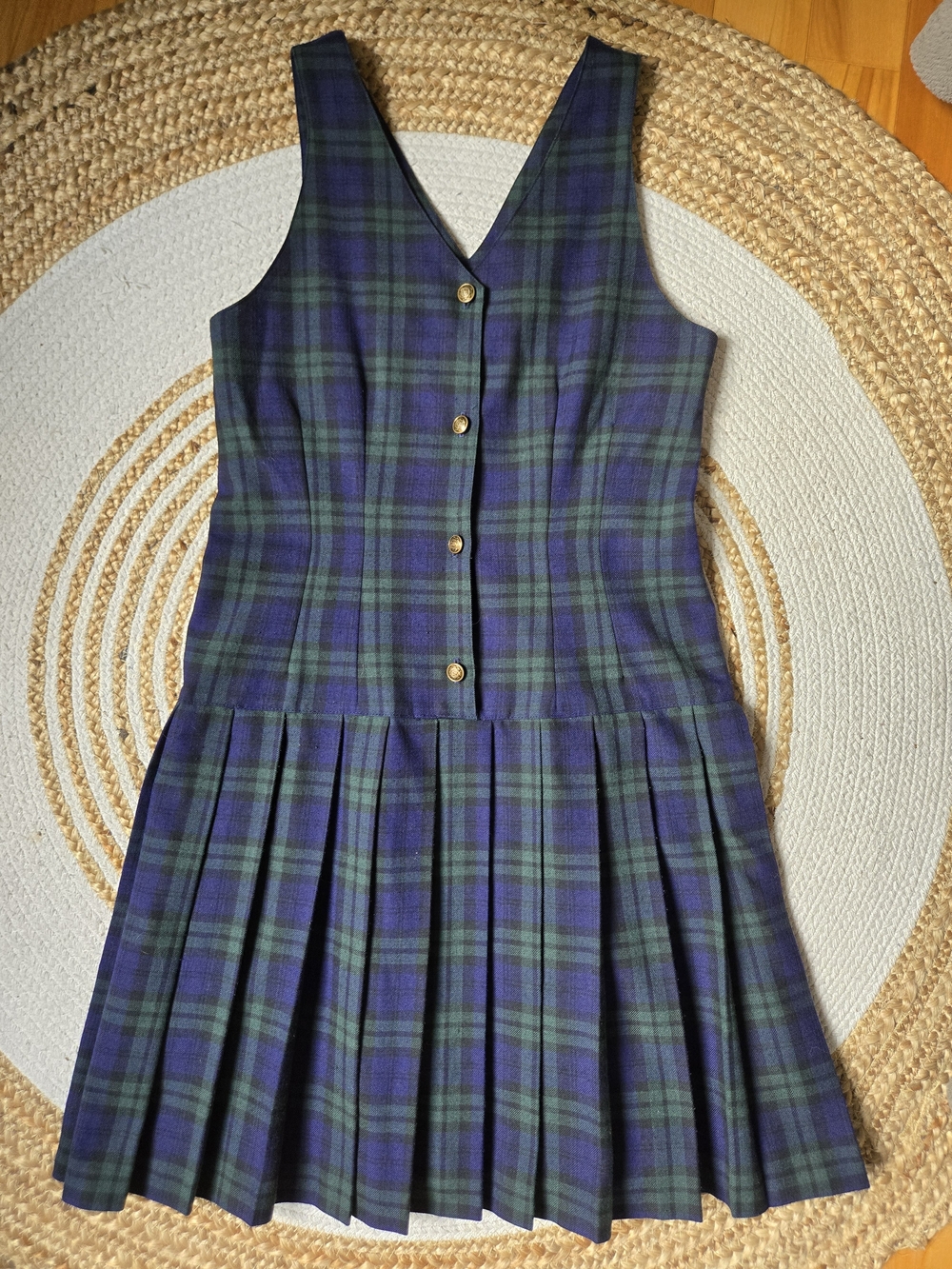 Vintage 70s/80s Noormie Plaid Pinafore Jumper Dress Dark Academia Preppy 5/6